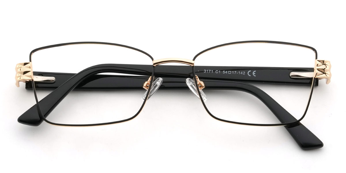 Black Vincenza Glasses - Rectangle Glasses