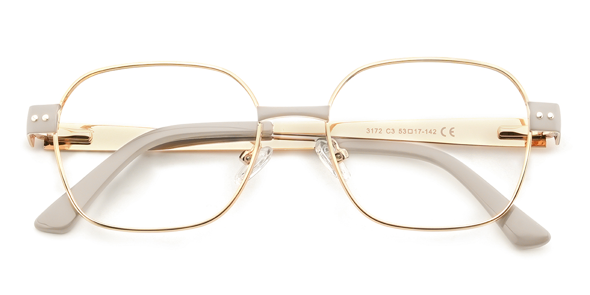Gold Grey Anastacio Glasses - Rectangle Glasses