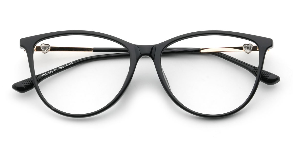 Black Olina Glasses - Oval Glasses