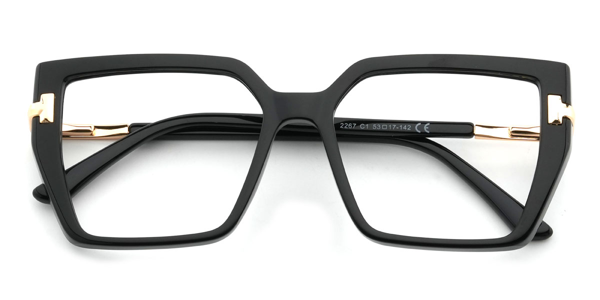 Black Nawfal Glasses - Rectangle Glasses