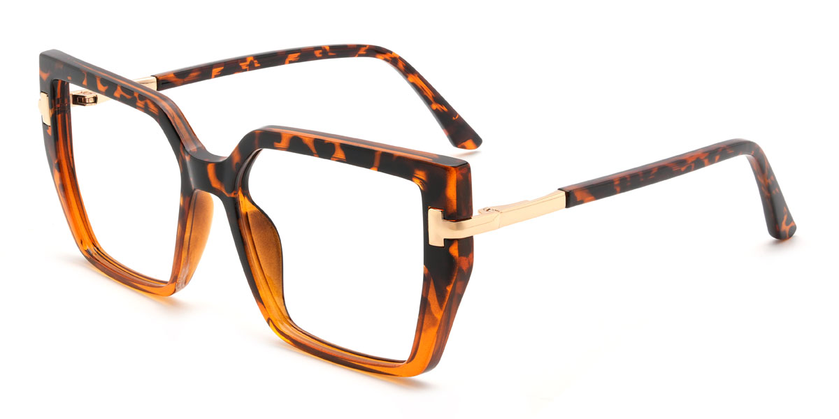 Orange Tortoiseshell Nawfal Glasses - Rectangle Glasses