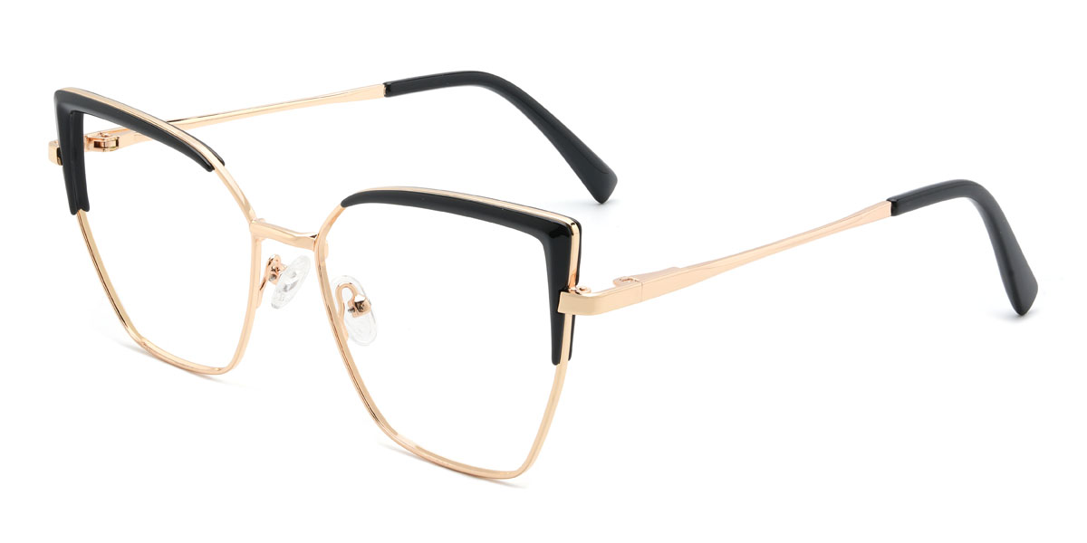 Gold Black Anjana Glasses - Cat Eye Glasses
