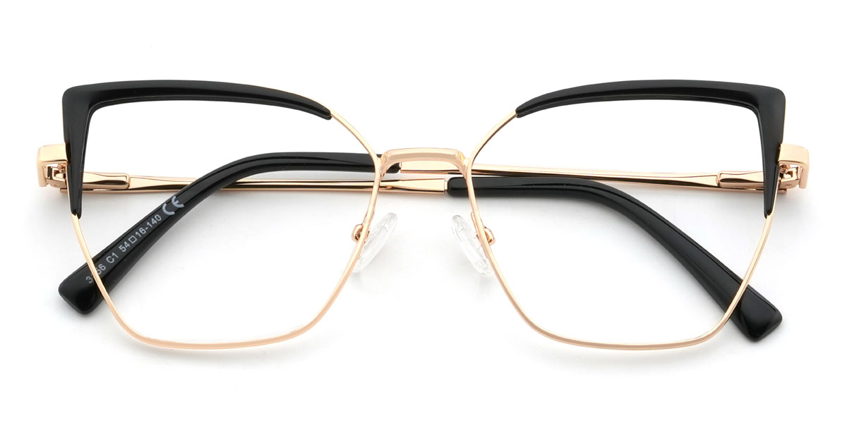 Gold Black Anjana Glasses - Cat Eye Glasses