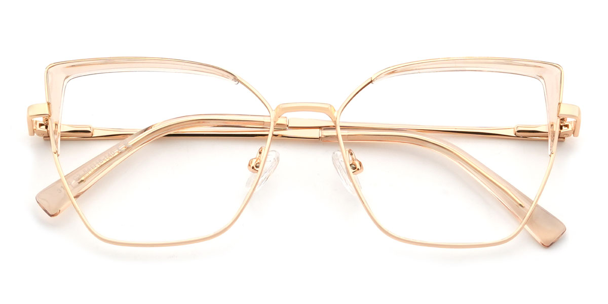 Gold Champagne Anjana Glasses - Cat Eye Glasses