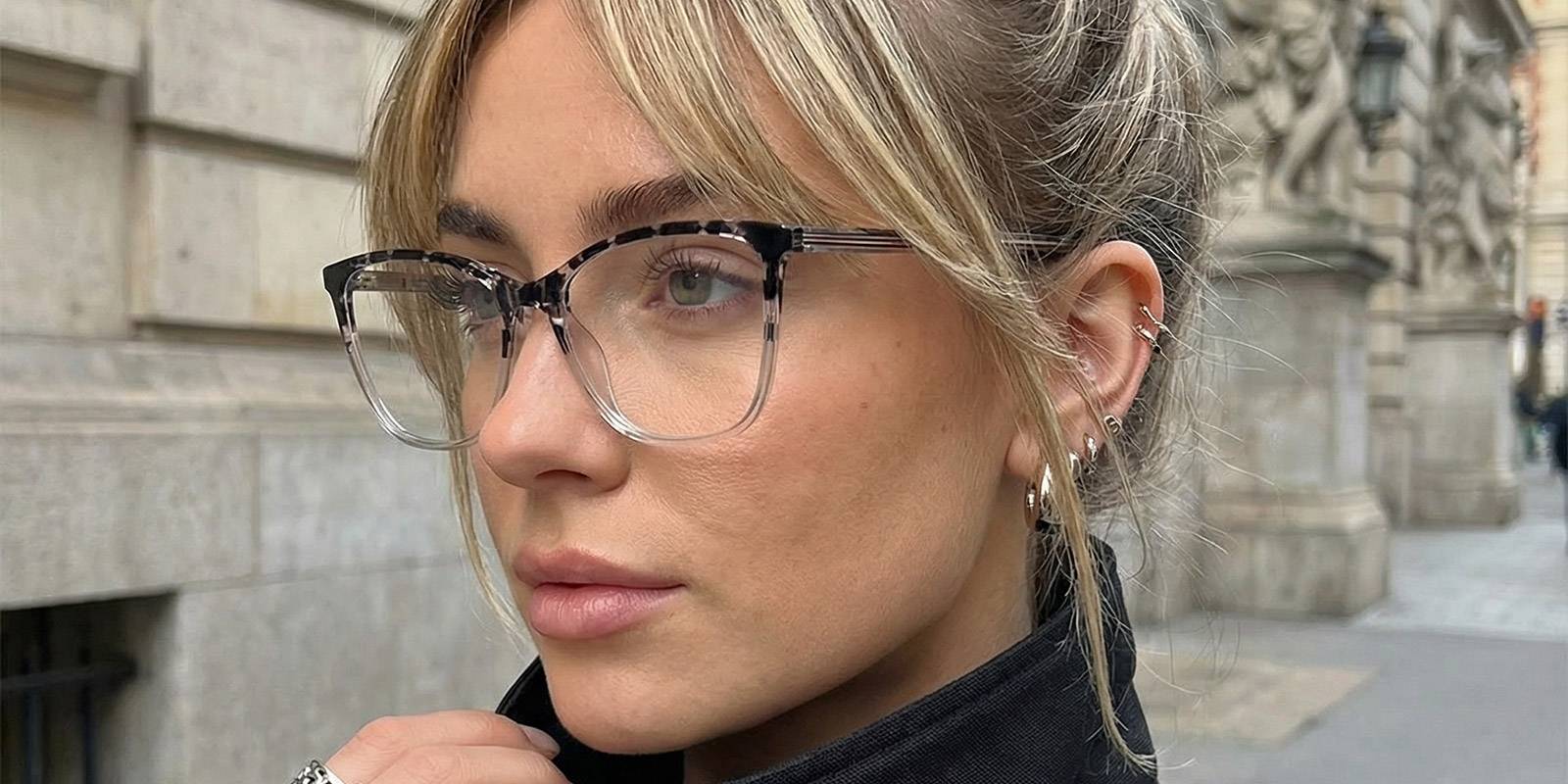 Negro Carey Transparente Ligeia Gafas - Rectangle Glasses