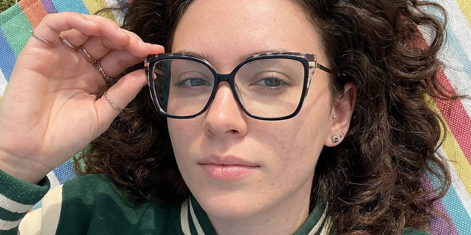 Black Brunette Spots Sarah Glasses - Square Glasses