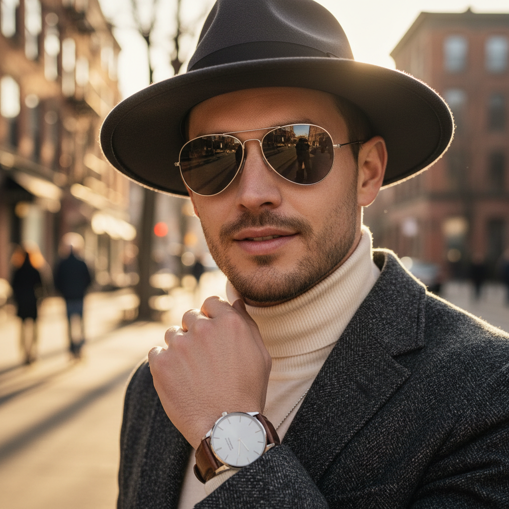 How Men Can Pair Sunglasses with Hats and Watches