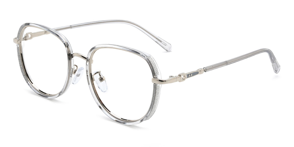 Clear Grey Arantxa Glasses - Oval Glasses