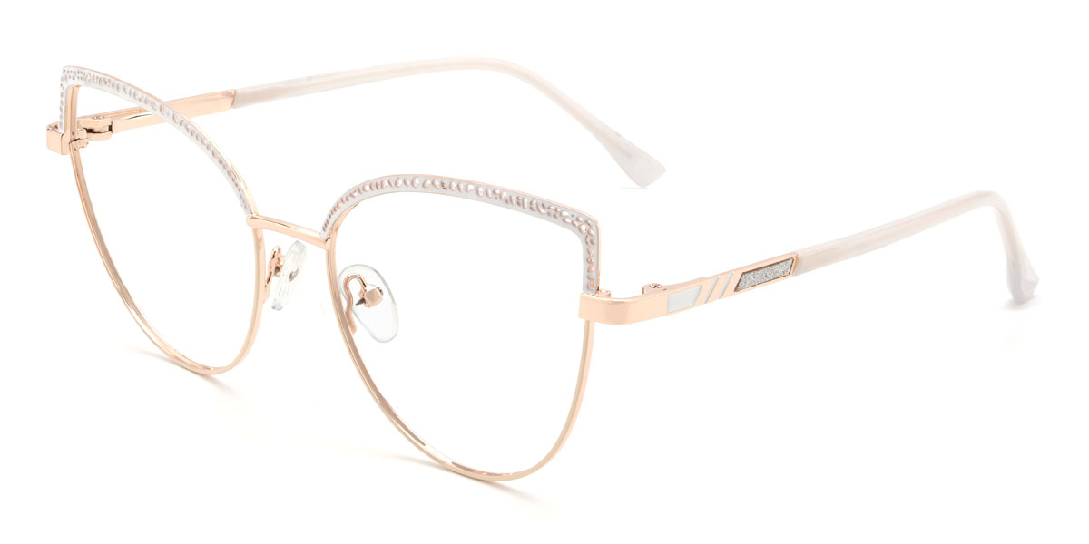 Gold White Ellouise Glasses - Cat Eye Glasses