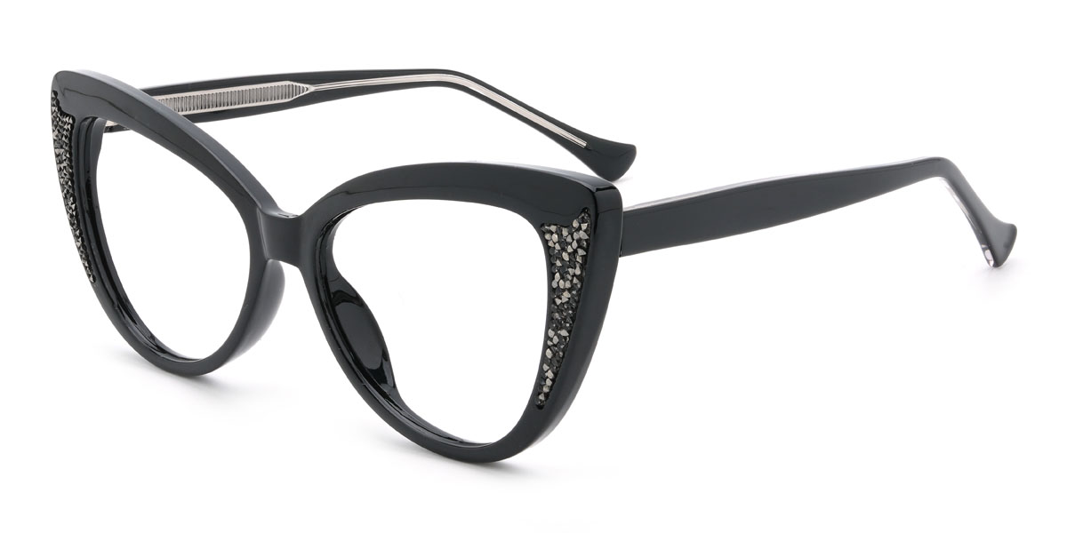 Black Prerna Glasses - Cat Eye Glasses