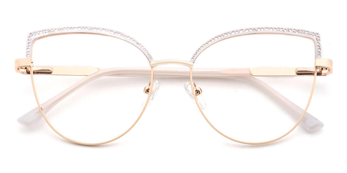 Gold White Ellouise Glasses - Cat Eye Glasses