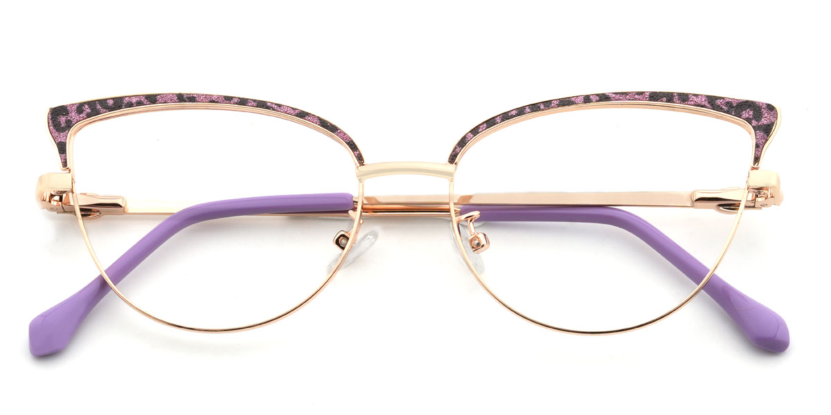 Gold Purple Tortoiseshell Jennica Glasses - Cat Eye Glasses