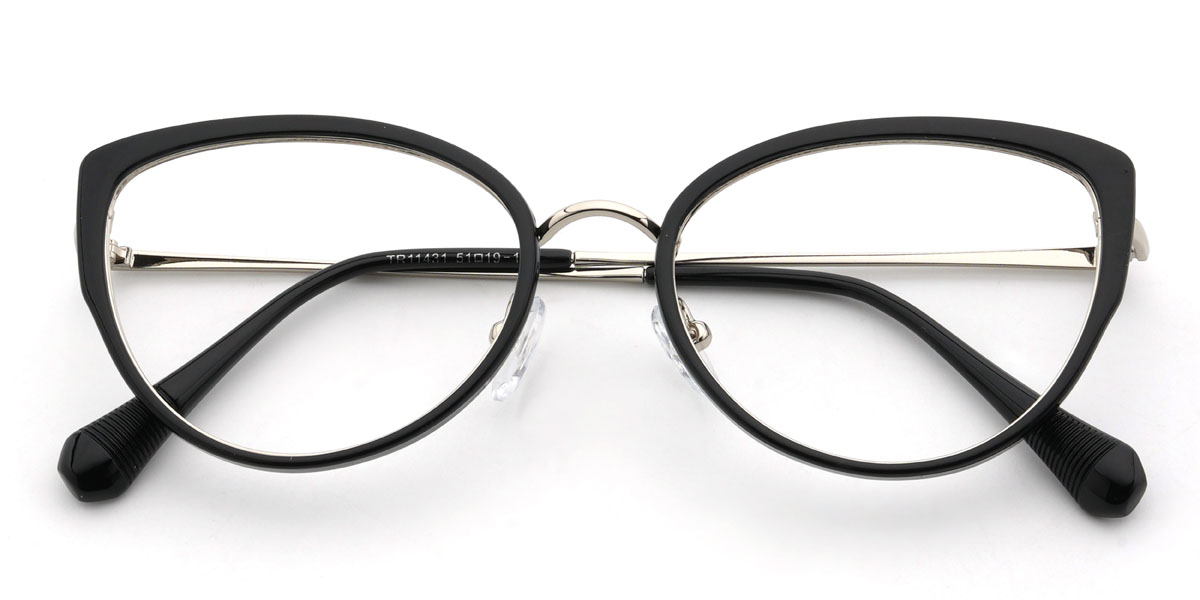 Black Silver Marilla Glasses - Cat Eye Glasses