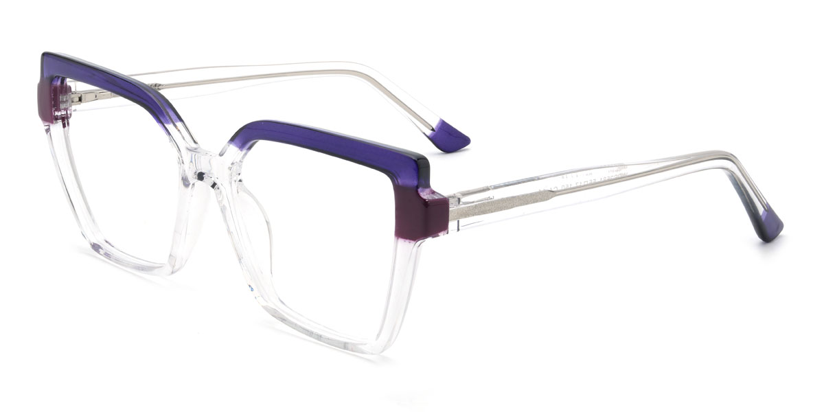 Clear Purple Ibrahim Glasses - Square Glasses