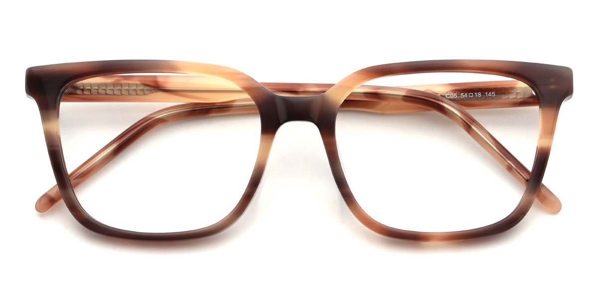 Gelbbraun Schildpatt Hassan Brille - Rectangle Glasses