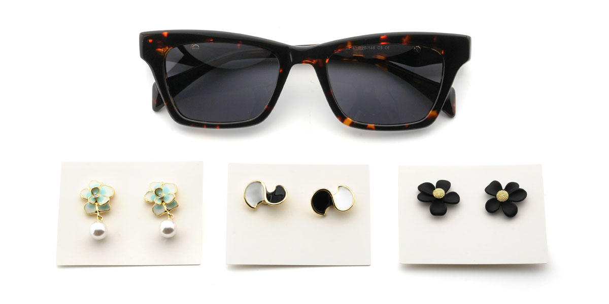 Tortoiseshell Grey Miracle Glasses - Rectangle Sunglasses