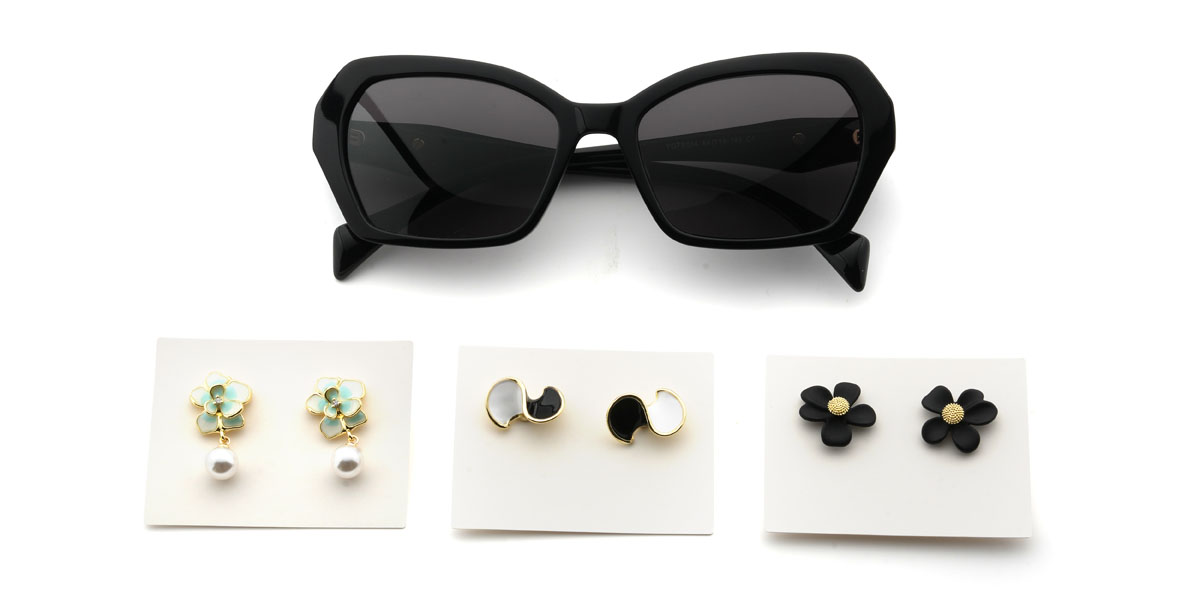 Black Grey Charlee Glasses - Rectangle Sunglasses