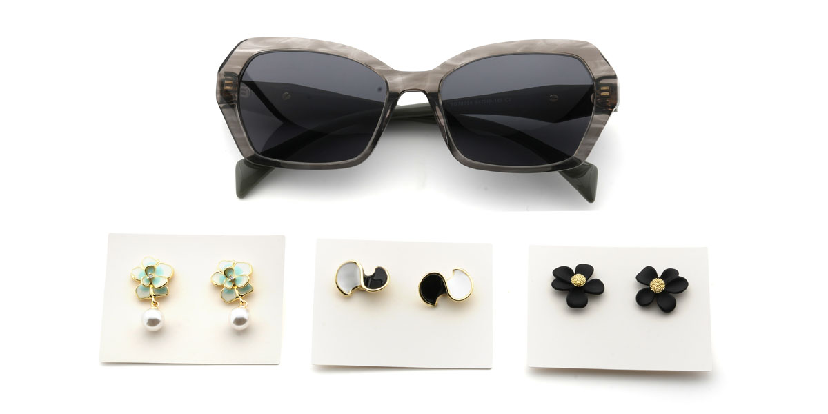 Grey Tortoiseshell Grey Charlee Glasses - Rectangle Sunglasses