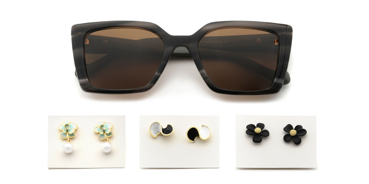 Grey Tortoiseshell Brown Xanthus Glasses - Square Sunglasses