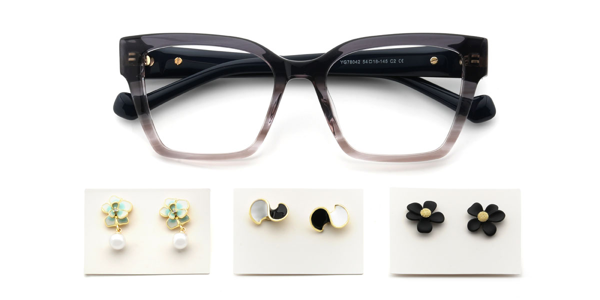 Gradient Grey Vilhelm Glasses - Square Glasses