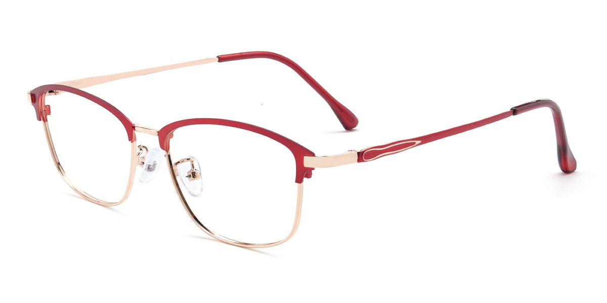 Gold Red Kimmy Glasses - Rectangle Glasses