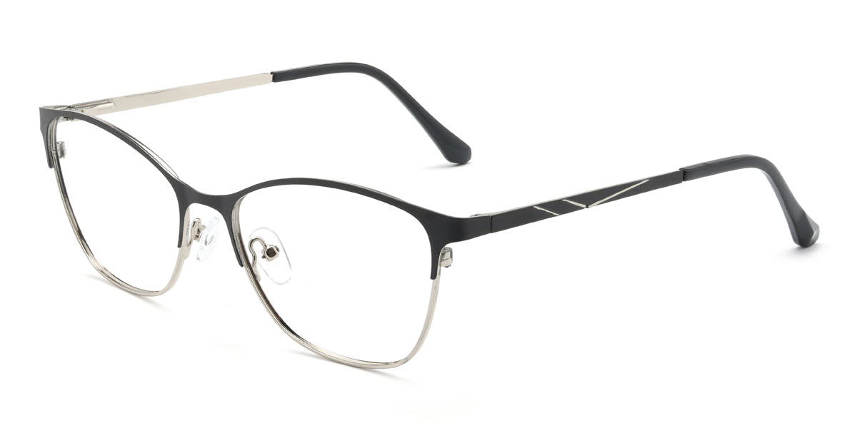 Black Silver Ginger Glasses - Rectangle Glasses