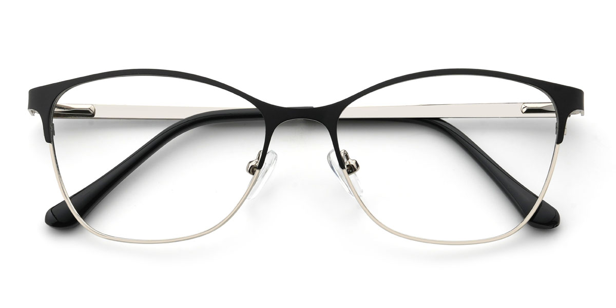 Black Silver Ginger Glasses - Rectangle Glasses