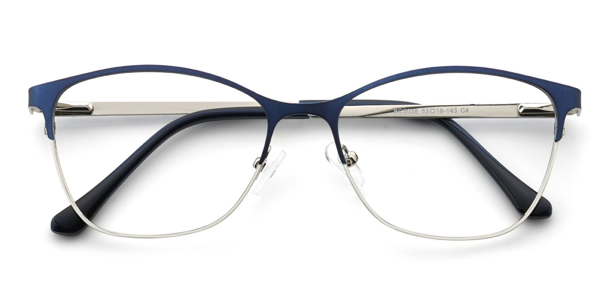 Silver Blue Ginger Glasses - Rectangle Glasses