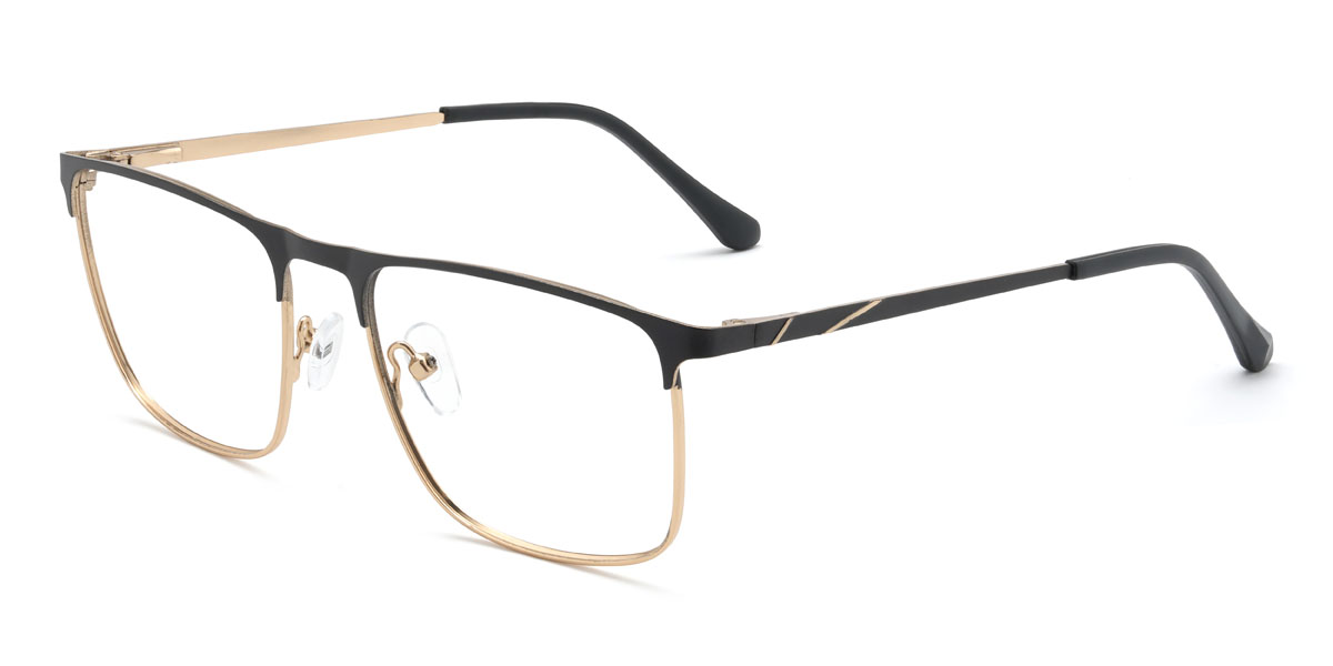 Gold Black Romeo Glasses - Rectangle Glasses