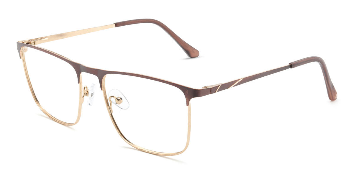 Gold Brown Romeo Glasses - Rectangle Glasses