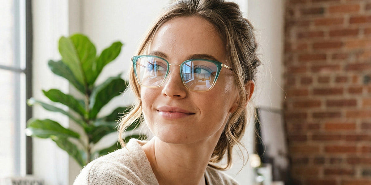 Teal yellow Ariella Glasses - Cat Eye Glasses