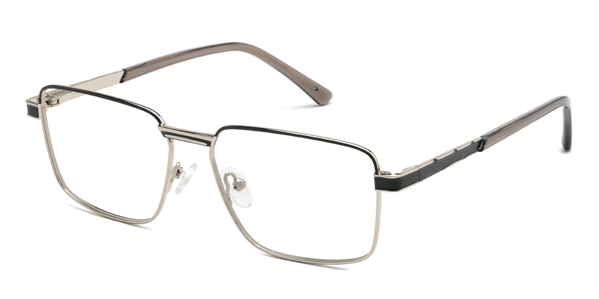 Black Silver Ismail Glasses - Rectangle Glasses