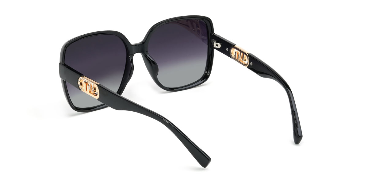 Black Gradual Purple Yasmine Glasses - Square Sunglasses