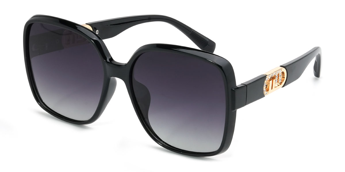 Black Gradual Purple Yasmine Glasses - Square Sunglasses