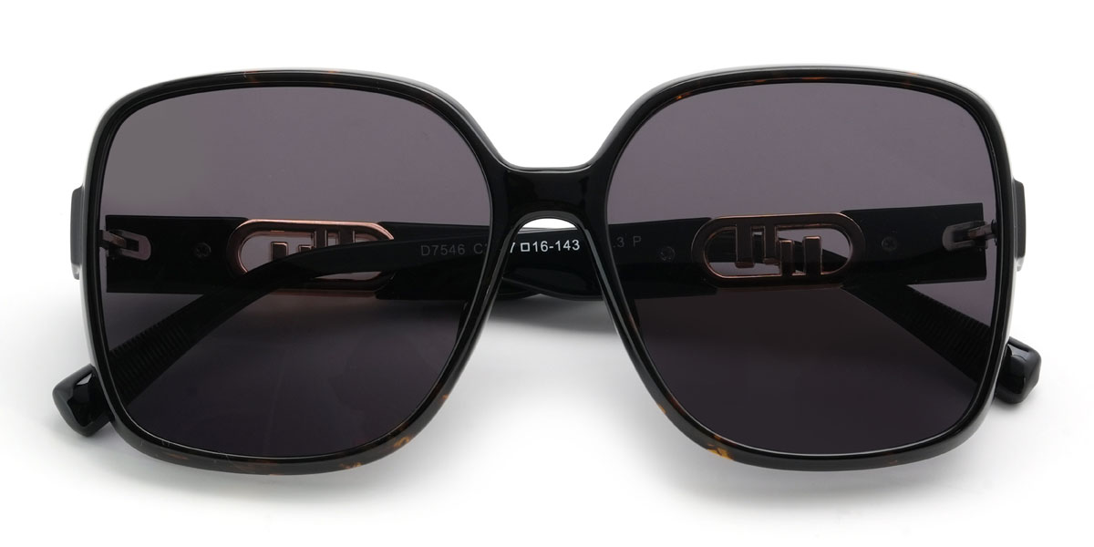 Tortoiseshell Grey Yasmine Glasses - Square Sunglasses