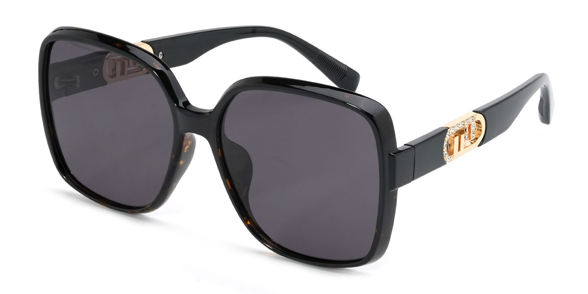 Tortoiseshell Grey Yasmine Glasses - Square Sunglasses
