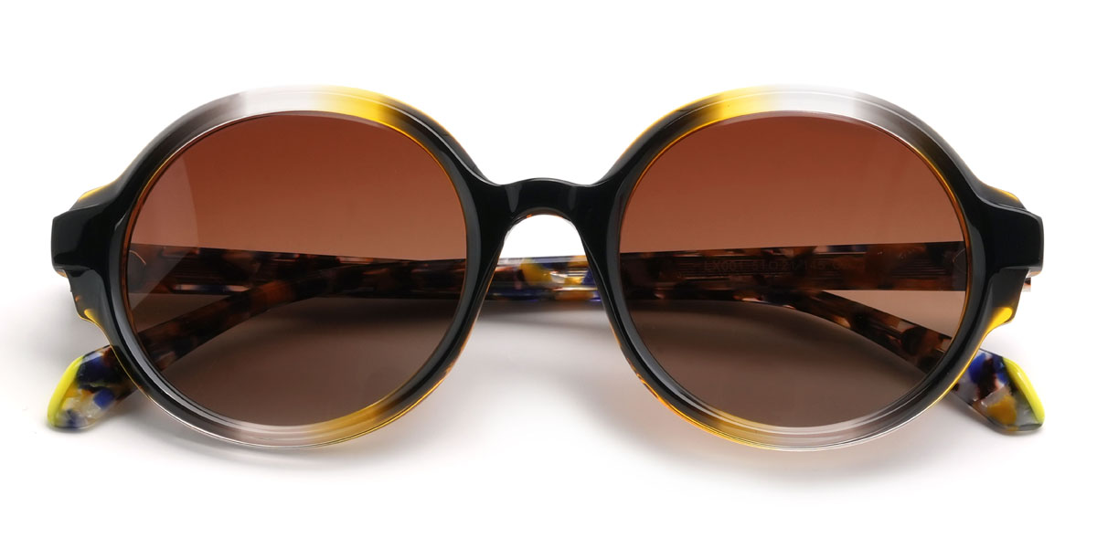 Black Yellow Gradual Brown Noble Glasses - Oval Sunglasses