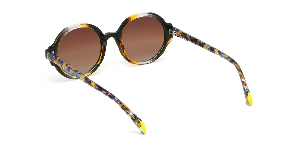 Black Yellow Gradual Brown Noble Glasses - Oval Sunglasses