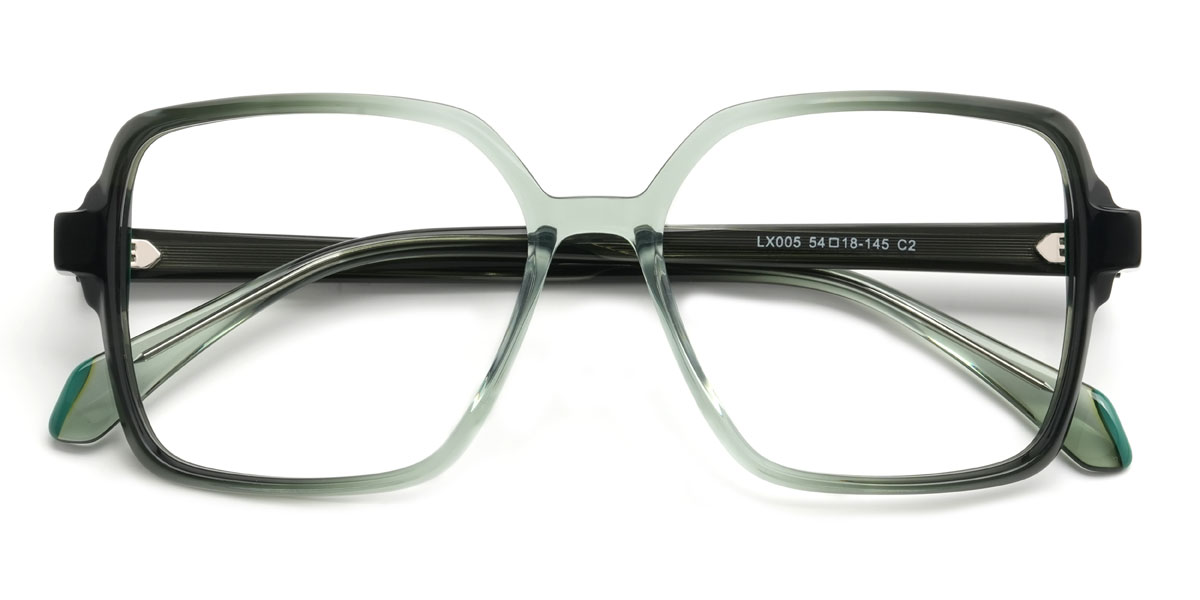 Gradient Green Quinlan Glasses - Square Glasses