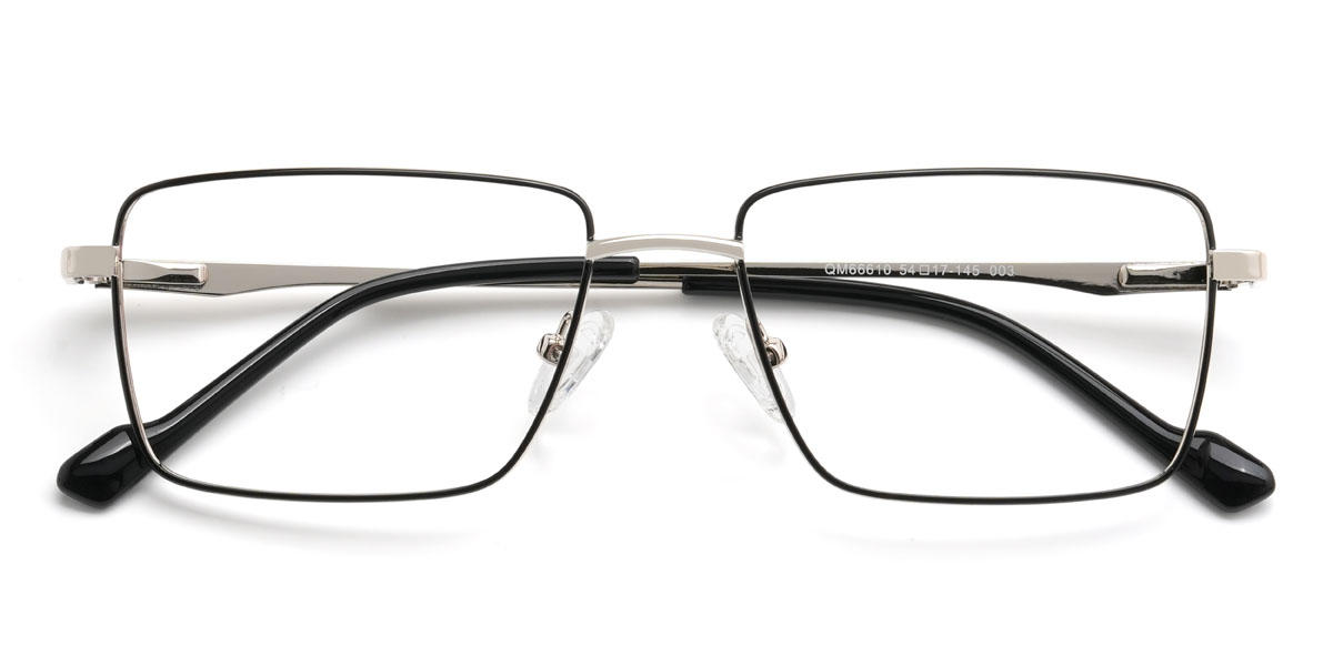 Black Silver Sheldon Glasses - Rectangle Glasses