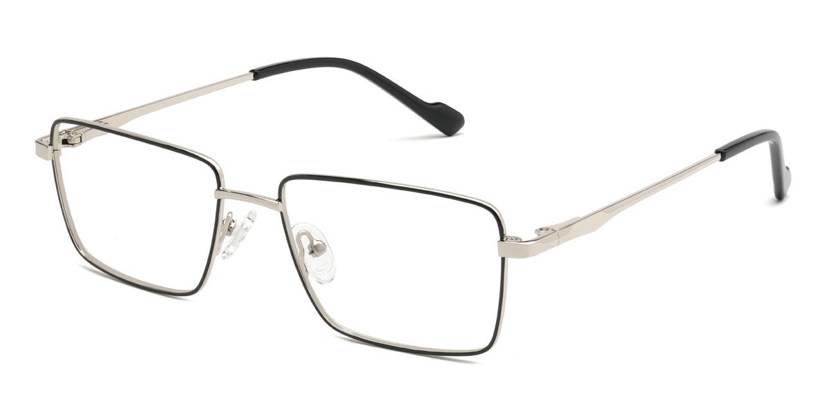 Black Silver Sheldon Glasses - Rectangle Glasses