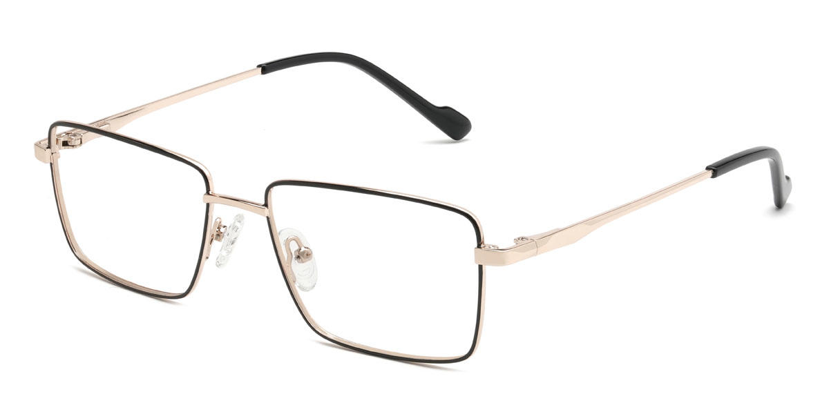 Gold Black Sheldon Glasses - Rectangle Glasses