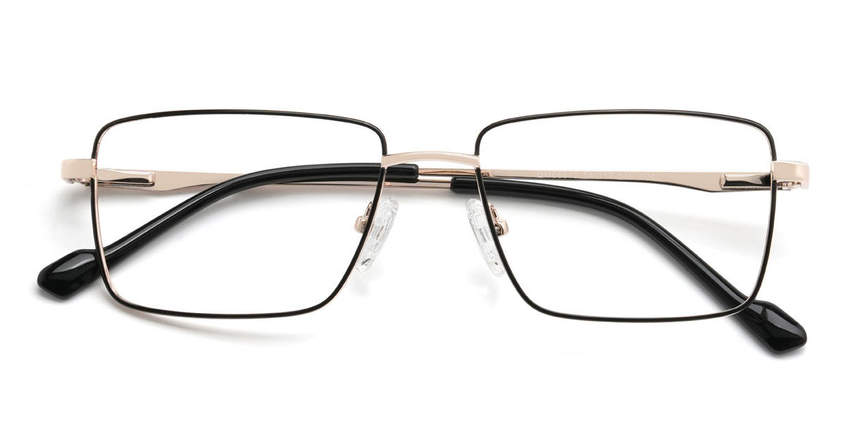 Gold Black Sheldon Glasses - Rectangle Glasses