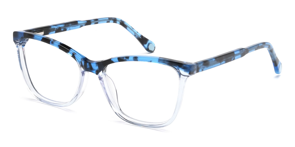 Blue Tortoiseshell Blue Annalise Glasses - Rectangle Glasses