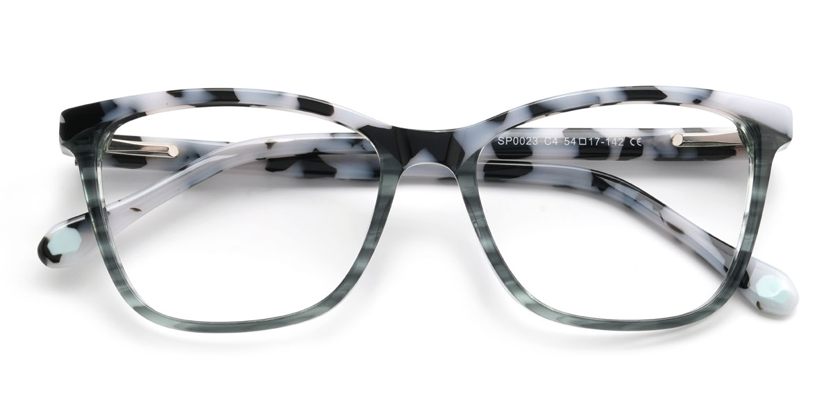 Schwarz Schildpatt Grün Annalise Brille - Rectangle Glasses