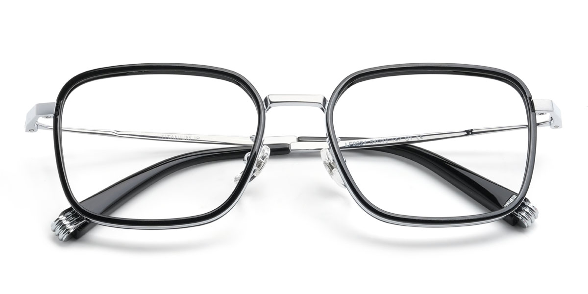 Noir Argent Nate Lunettes - Rectangle Glasses