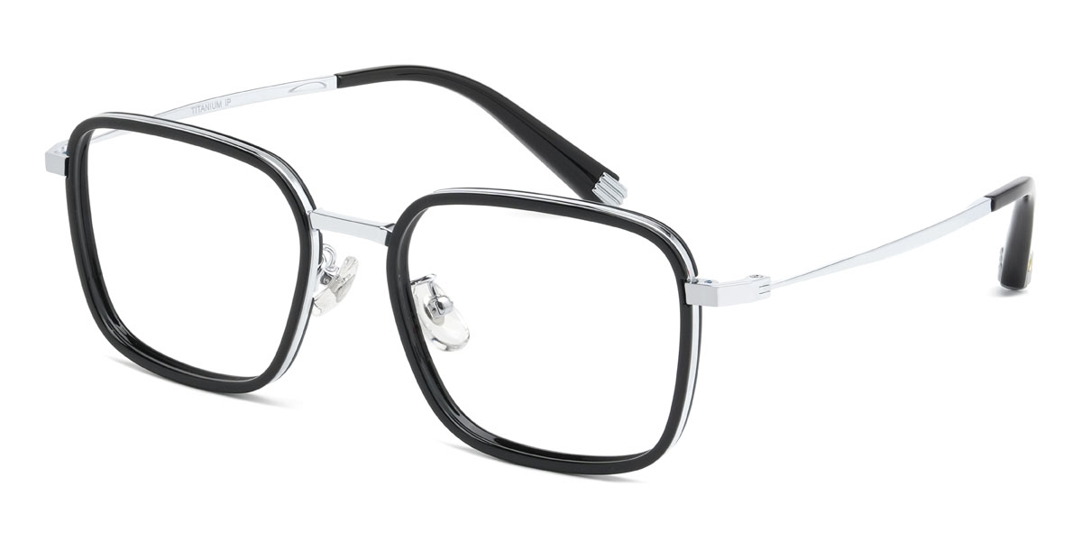 Noir Argent Nate Lunettes - Rectangle Glasses