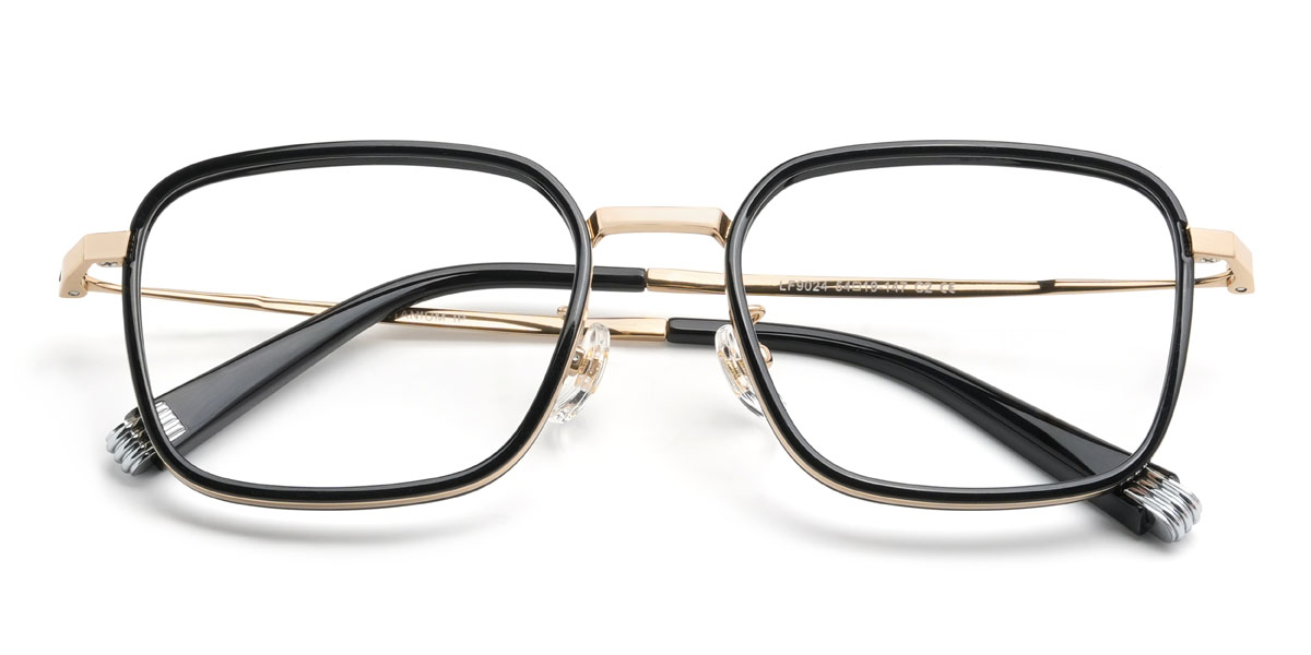 Gold Schwarz Nate Brille - Rectangle Glasses