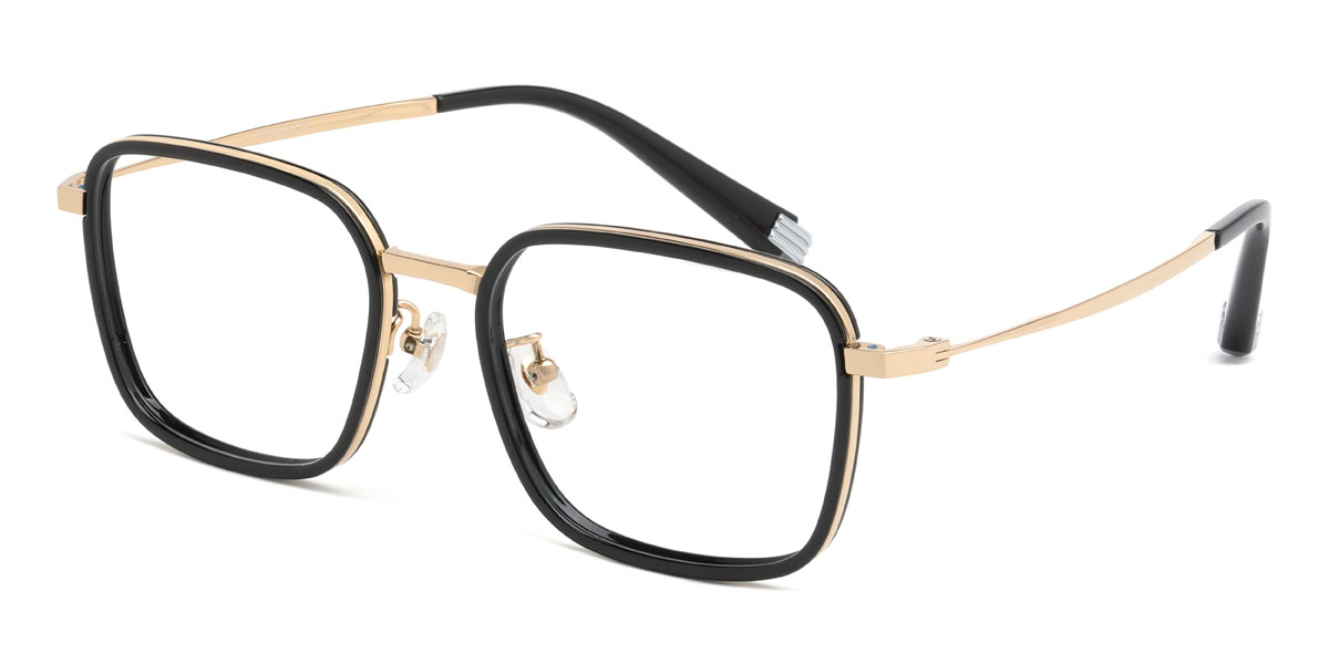Gold Schwarz Nate Brille - Rectangle Glasses