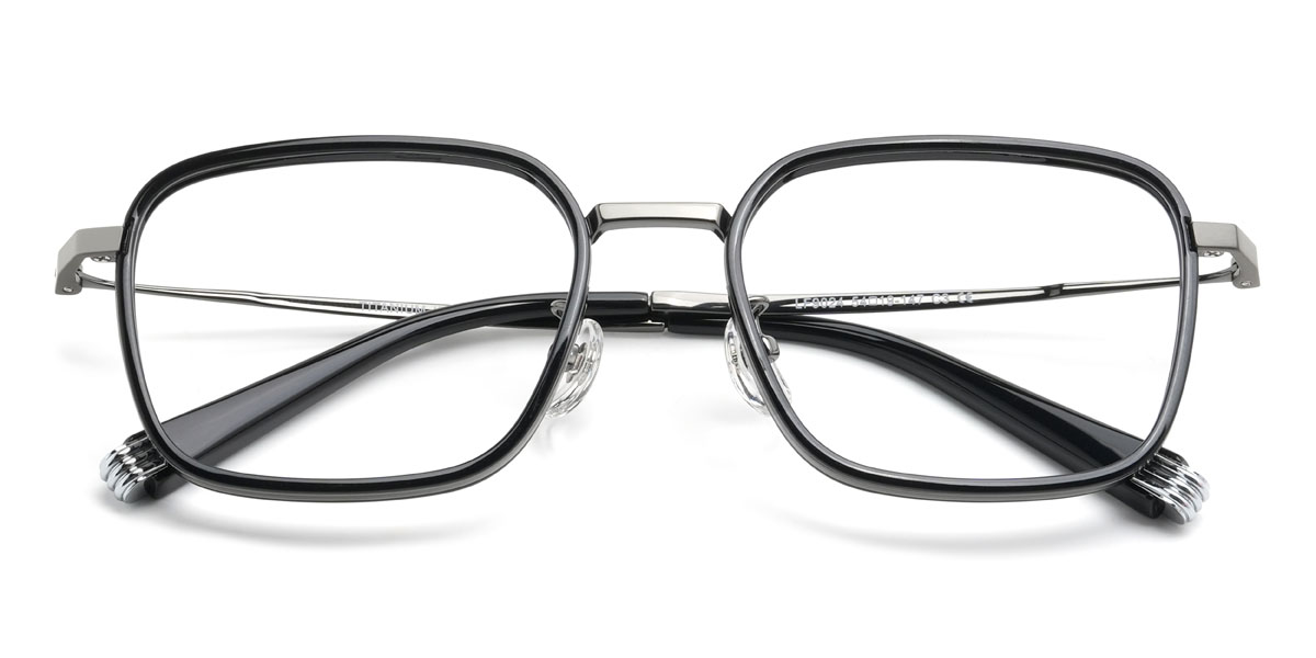 Black Grey Nate Glasses - Rectangle Glasses